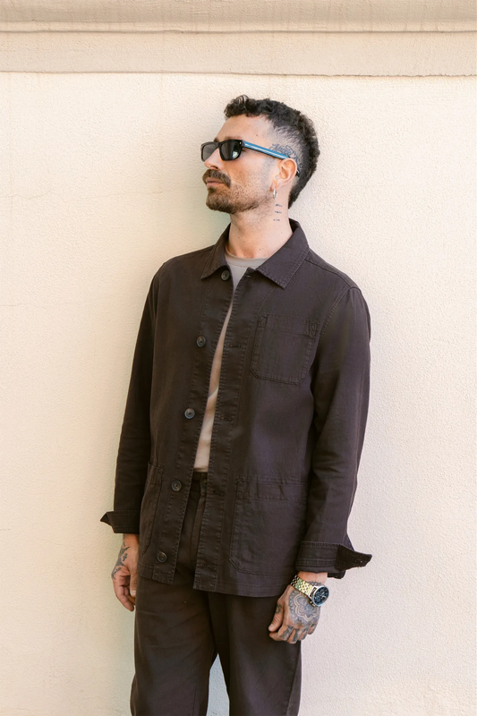 Foto indossata sahariana marrone S4 jackets - Archivio Tessile