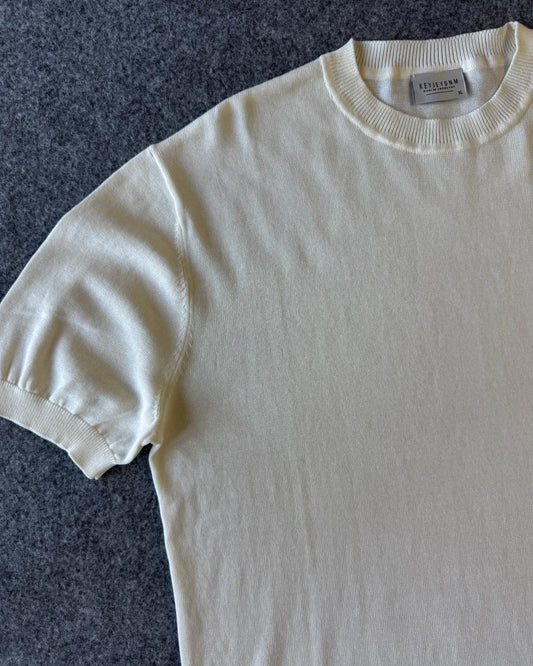Dettagli orli a costine t-shirt 100% cotone girocollo panna - Archivio Tessile