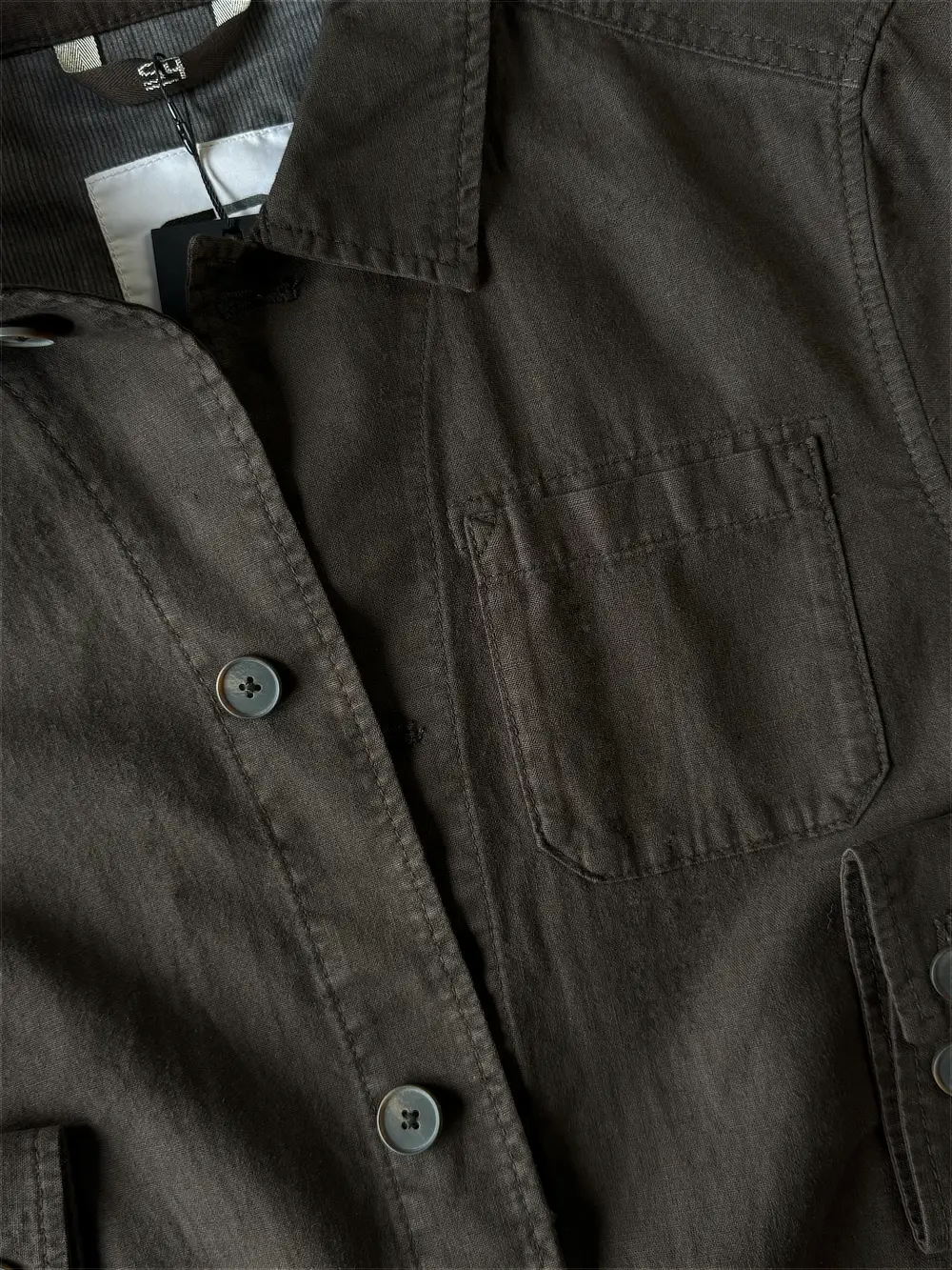 Dettagli frontali sahariana trama e bottoni S4 Jackets - Archivio Tessile