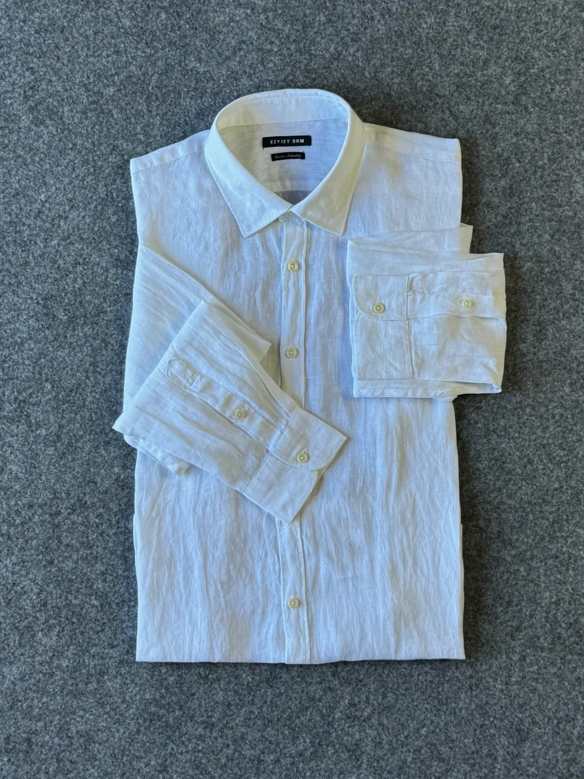 Camicia in puro lino collo italiano colore panna - Archivio Tessile
