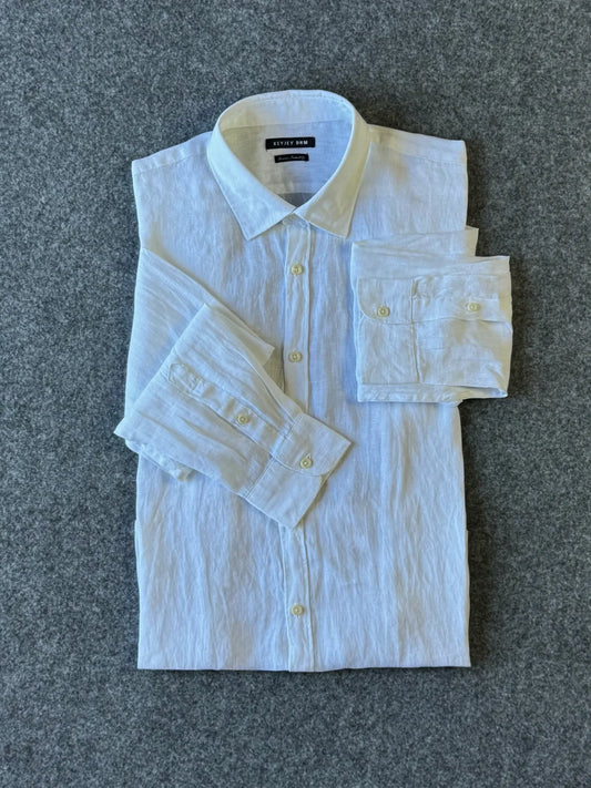 Camicia in puro lino collo italiano colore panna - Archivio Tessile