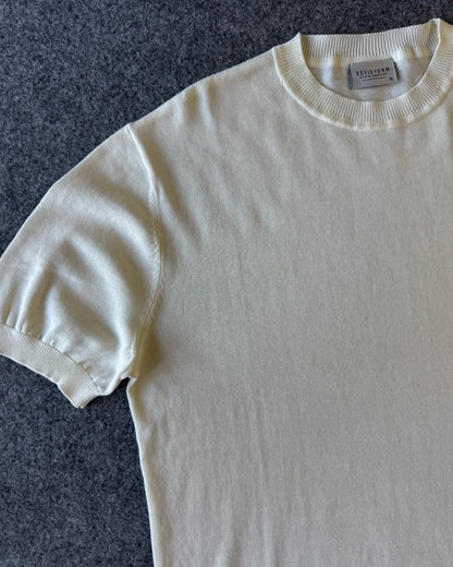 Dettagli orli a costine t-shirt 100% cotone girocollo panna - Archivio Tessile