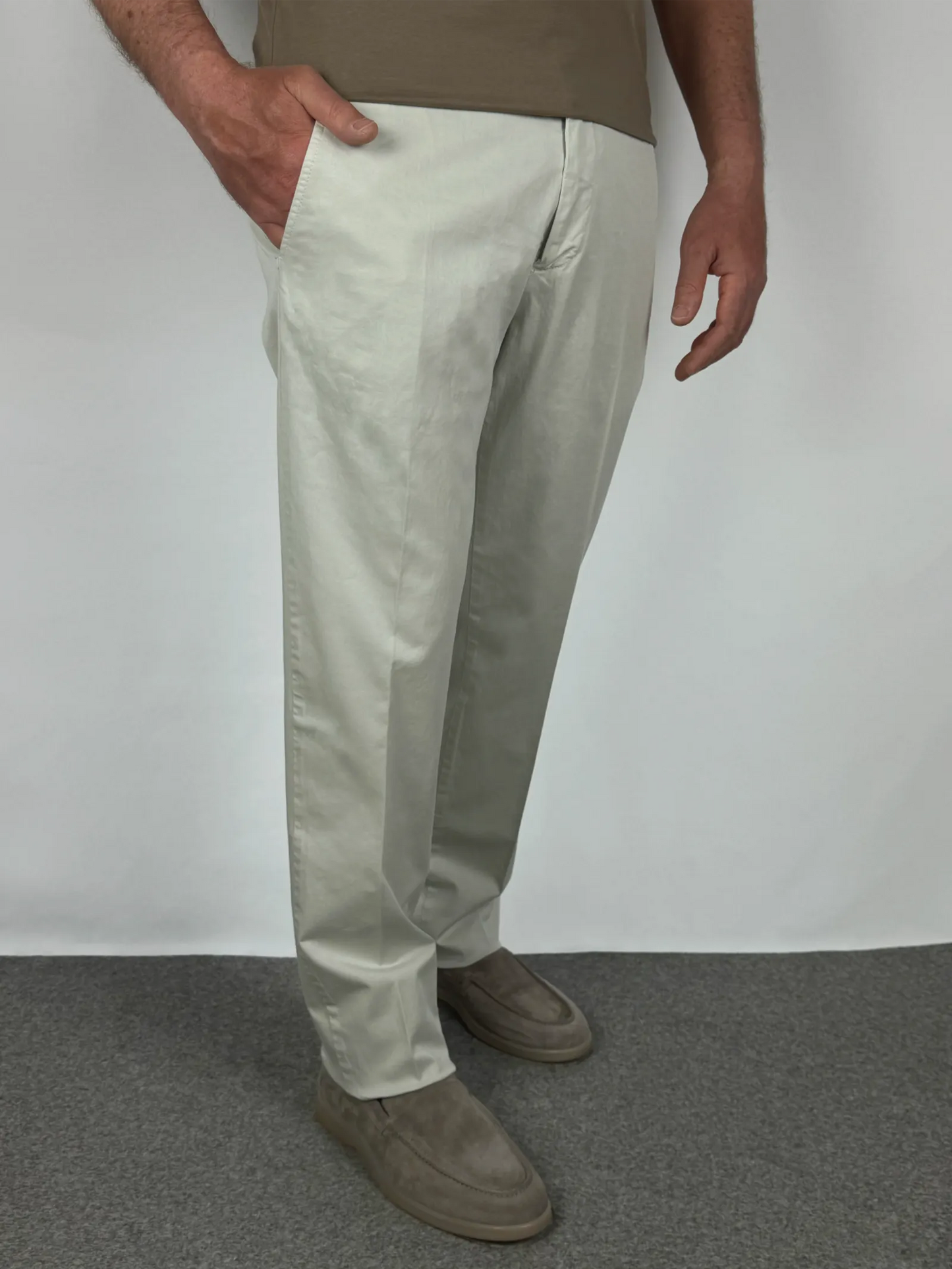 Vestibilità chino in cotone gabardina Made in Italy Avorio - Archivio Tessile