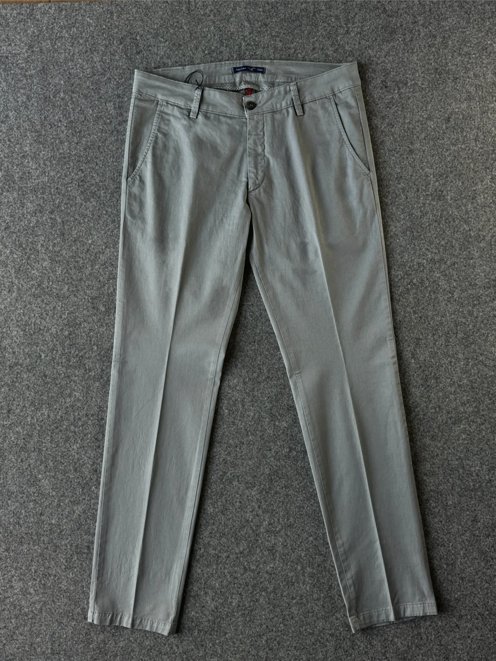 pantalone chino in cotone gabardina grigio chiaro Made in Italy - Archivio Tessile