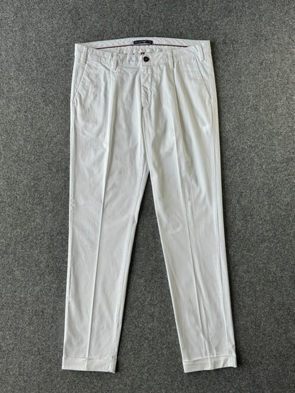 Pantalone in cotone rasato bianco Made in Italy - Archivio Tessile