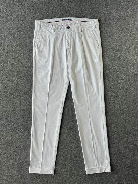 Pantalone in cotone rasato bianco Made in Italy - Archivio Tessile
