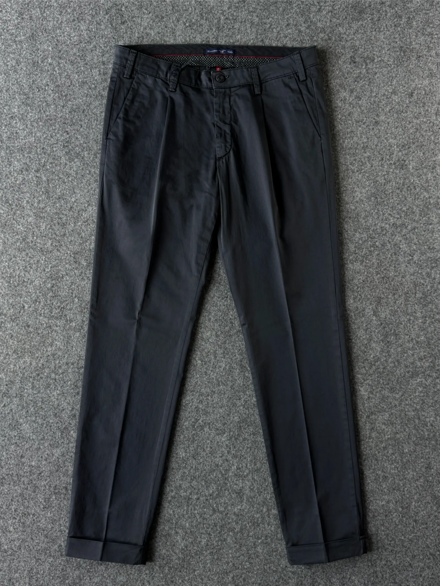 Pantalone in cotone rasato blu notte Made in Italy - Archivio Tessile