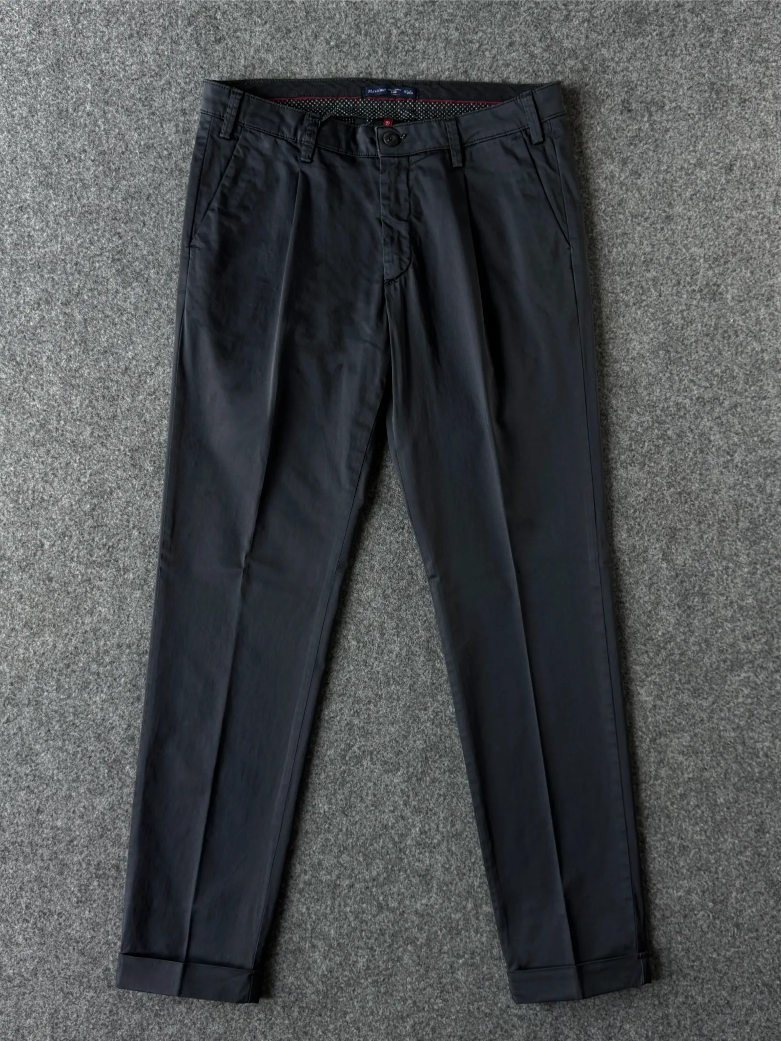 Pantalone in cotone rasato blu notte Made in Italy - Archivio Tessile