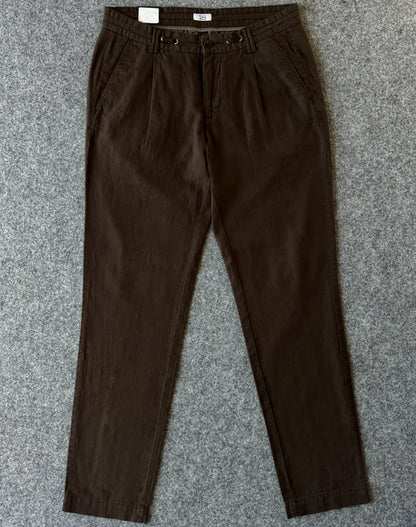 Pantalone in misto lino marrone modello "Tonga" - Archivio Tessile
