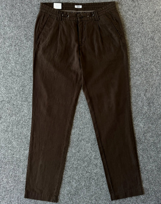 Pantalone in misto lino marrone modello "Tonga" - Archivio Tessile
