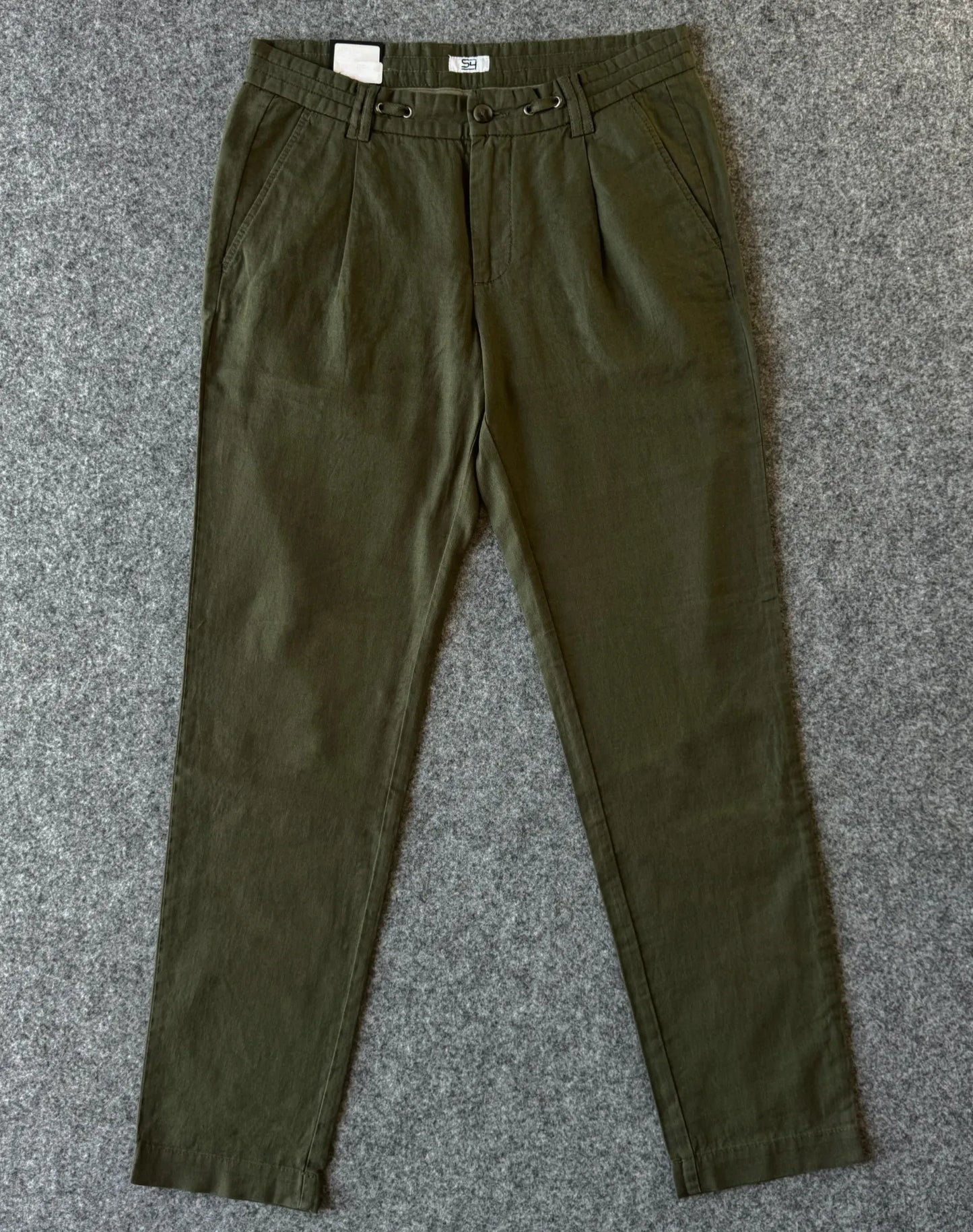 Pantalone in misto lino verde design S4 Jackets - Archivio Tessile 